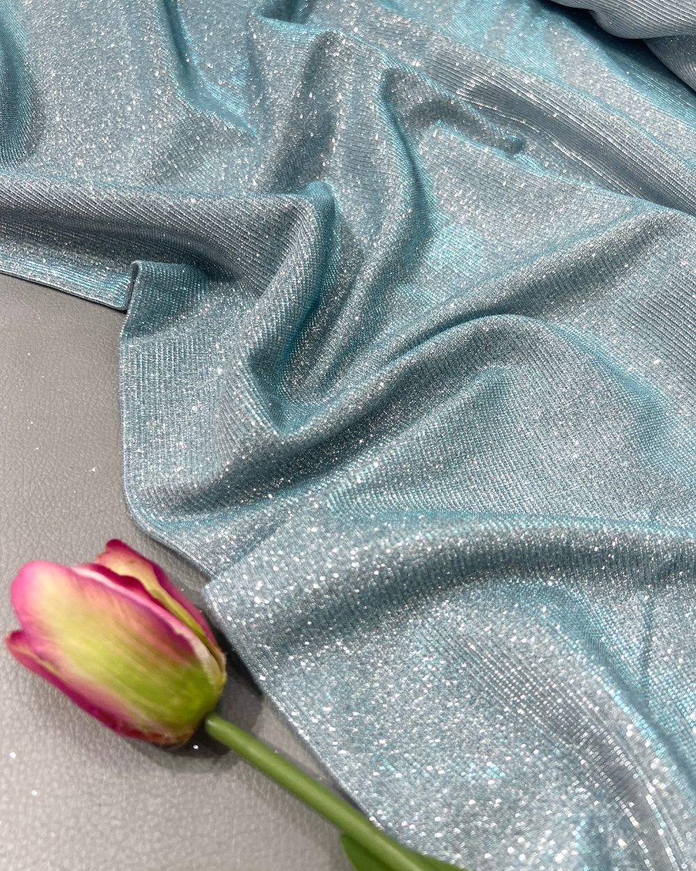 Imported Sparkle Pastel Blue Colour 55 Inches Width