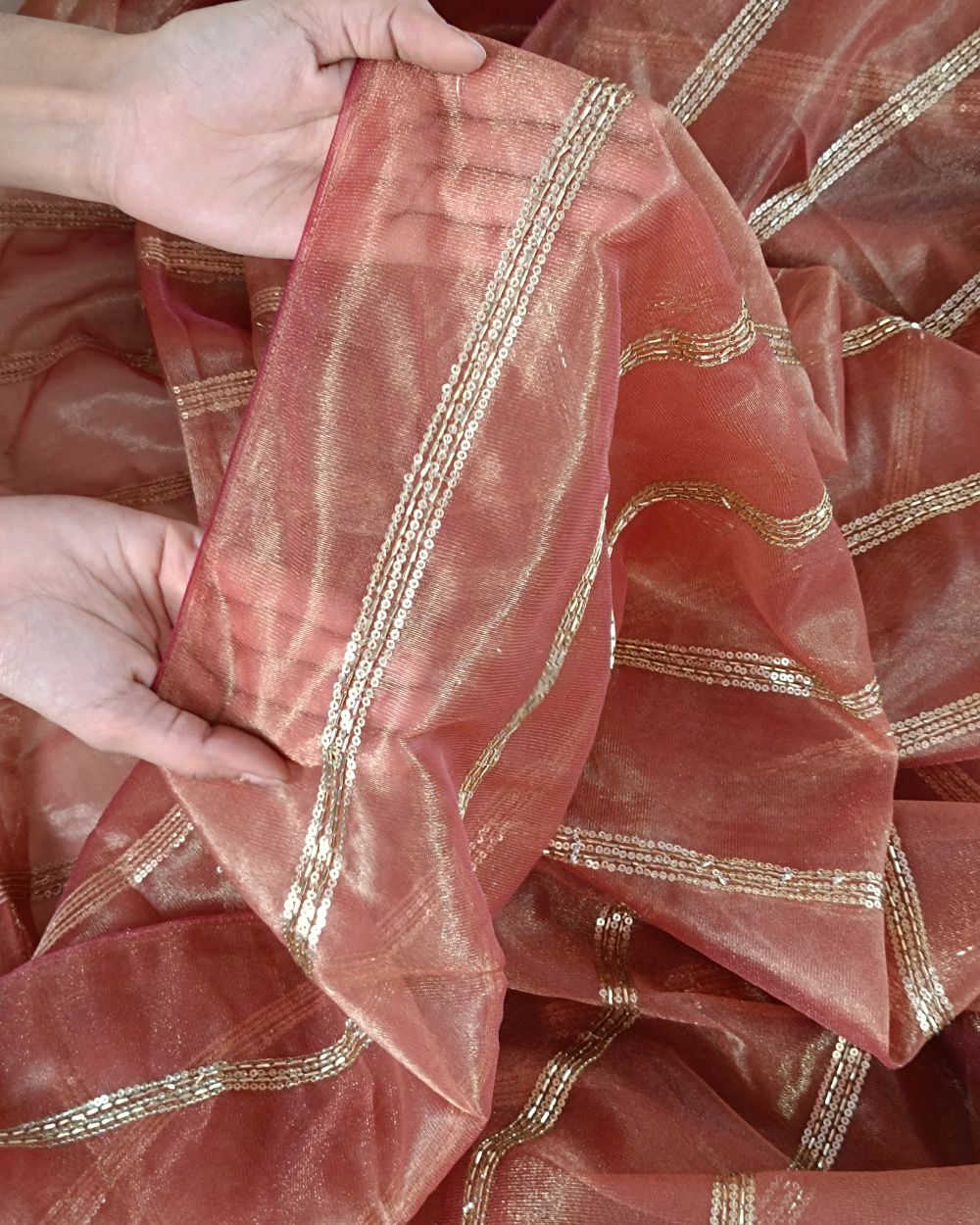 Twill Net Work Brown Colour 42 Inches Width