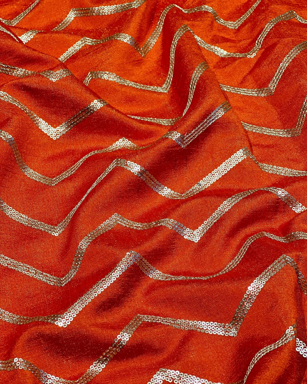 Vichitra Silk Work Rust Orange Colour 46 Inches Width
