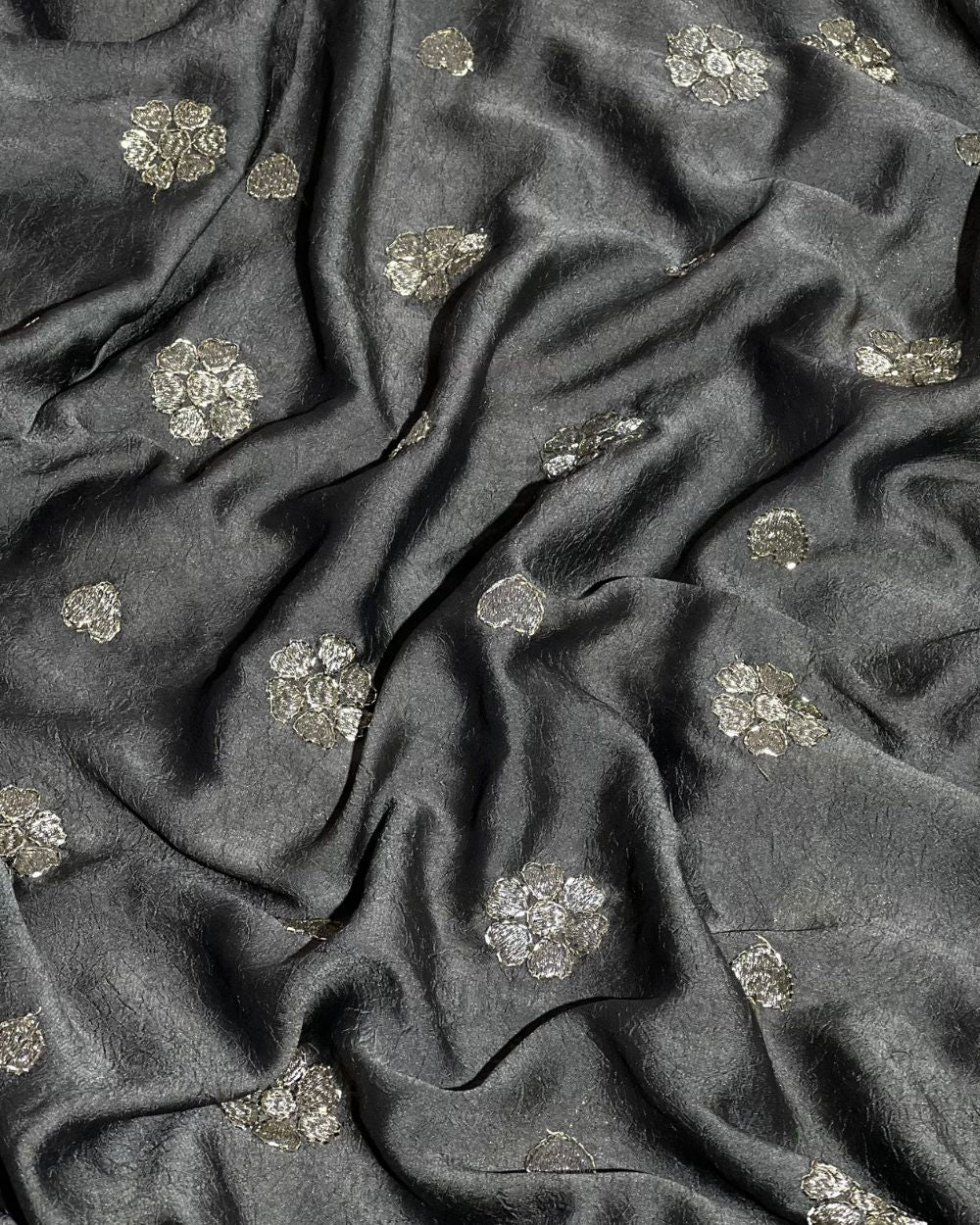 Rangoli Crush Silk Work Grey Colour 42 Inches Width
