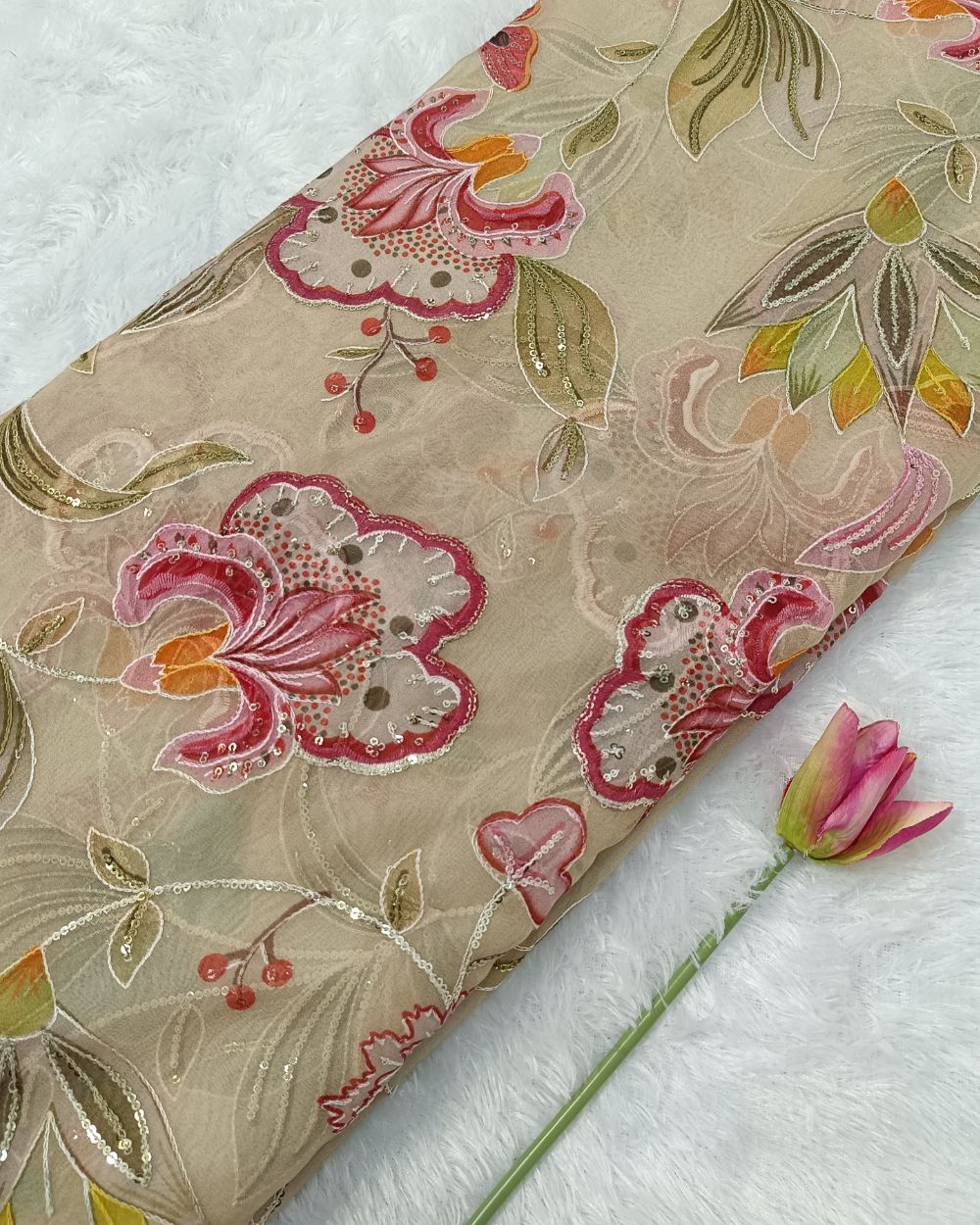 Pure Soft Organza Work Light Yellow Colour 44 Inches Width