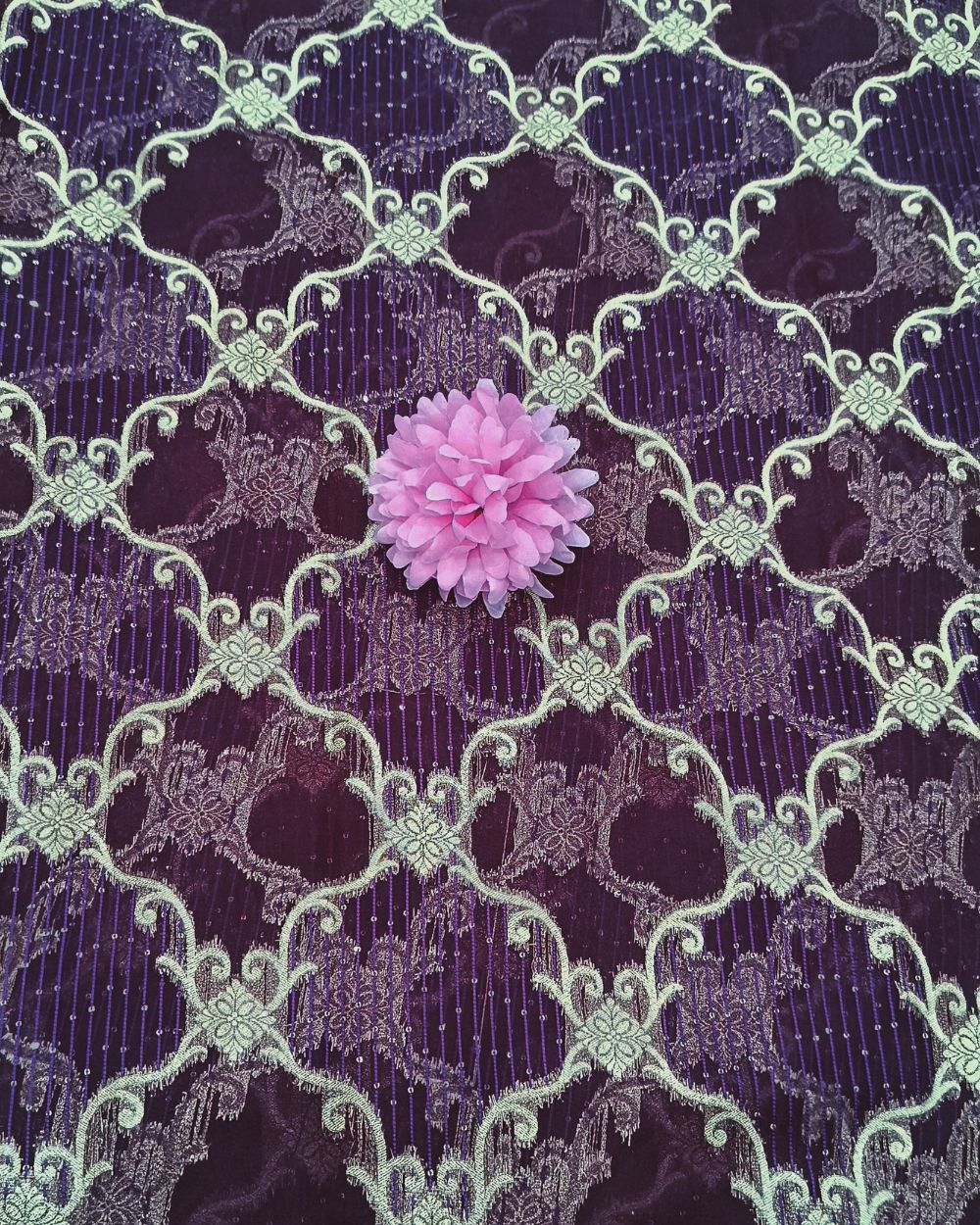 Organza Zari Work Wine Colour 45 Inches Width