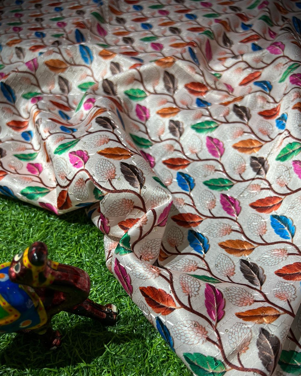 Silk Crochet Work Multicolor 42 Inches Width