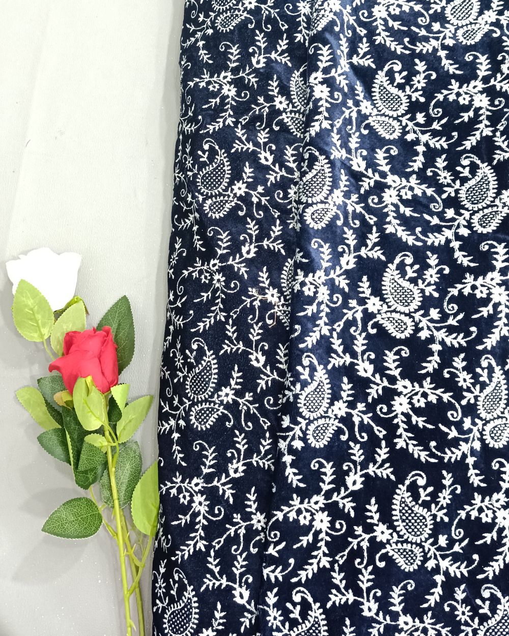 Velvet Sparkle Work Navy Blue Colour 45 Inches Width