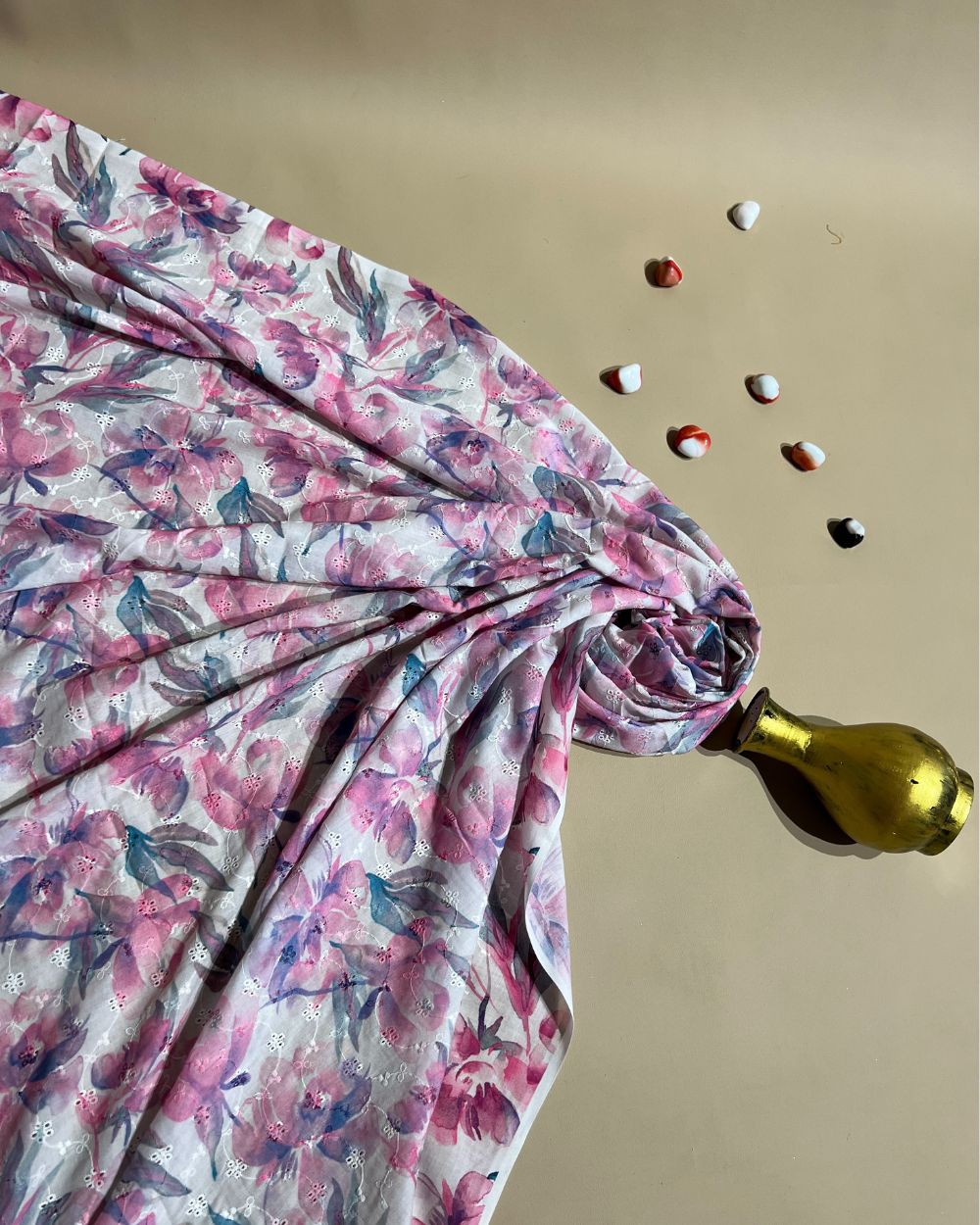Printed Hakoba Cotton Pink Colour 42 Inches Width