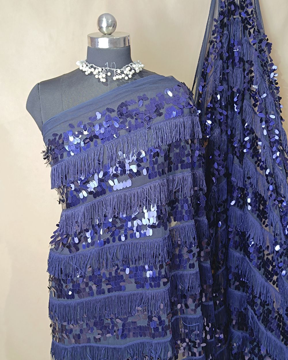 Imported Net Work Navy Blue Colour 62 Inches Width
