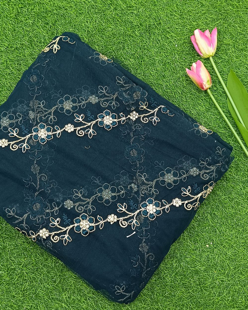 Net Stone Work Kerosene Colour 45 Inches Width