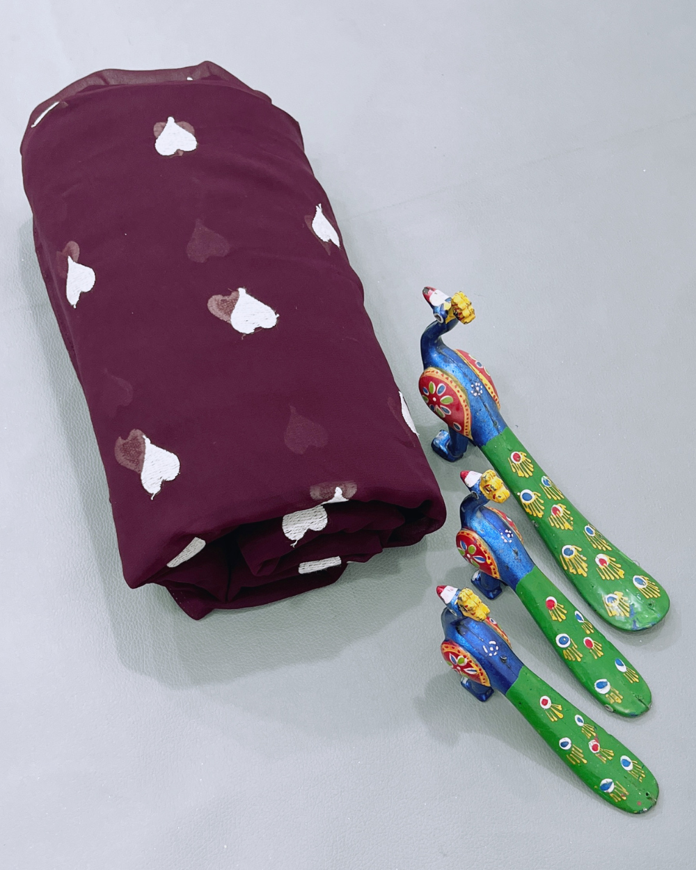 Georgette Work Wine Colour 44 Inches Width