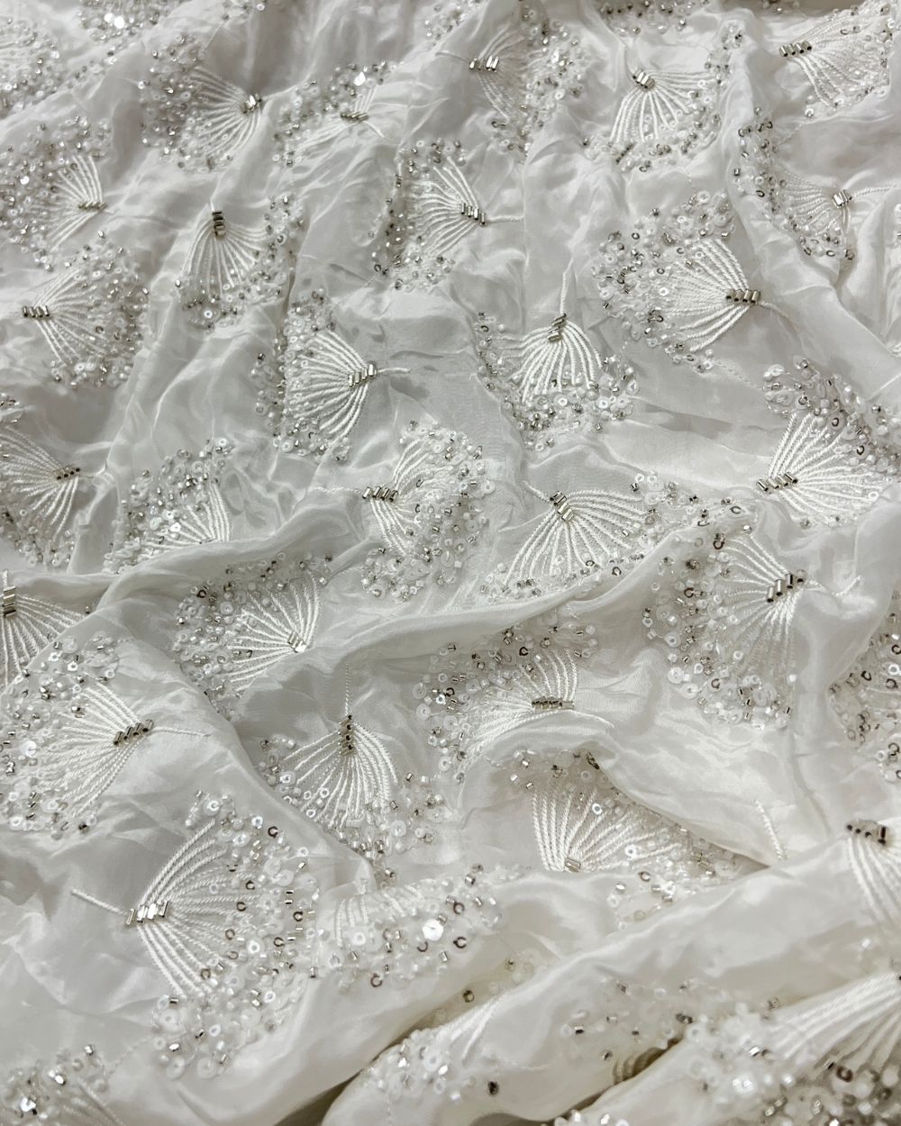 Dyeable Upada work White Colour 44 Inches Width