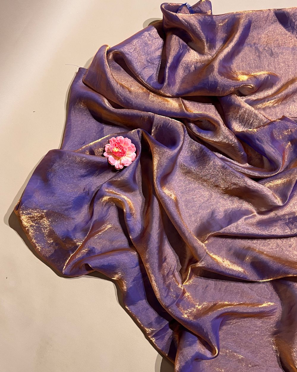 Plain Space Silk (Fendy Satin) Copper Lavender Colour 45 Inches Width