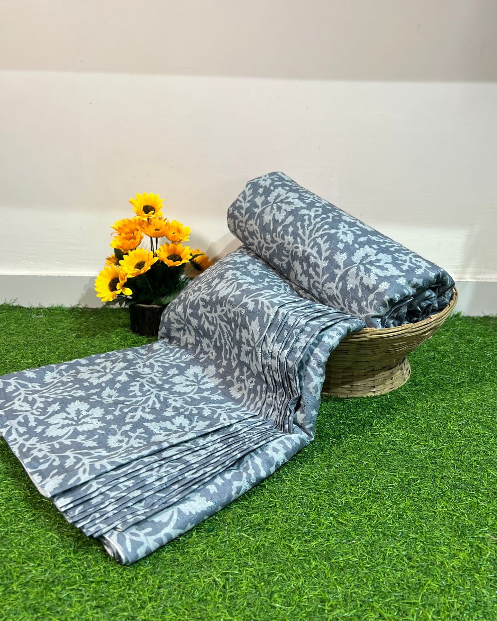 Printed Hakoba Cotton Grey Colour 46 Inches Width