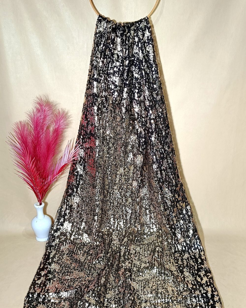 Net Sequins Work Black Colour 44 Inches Width