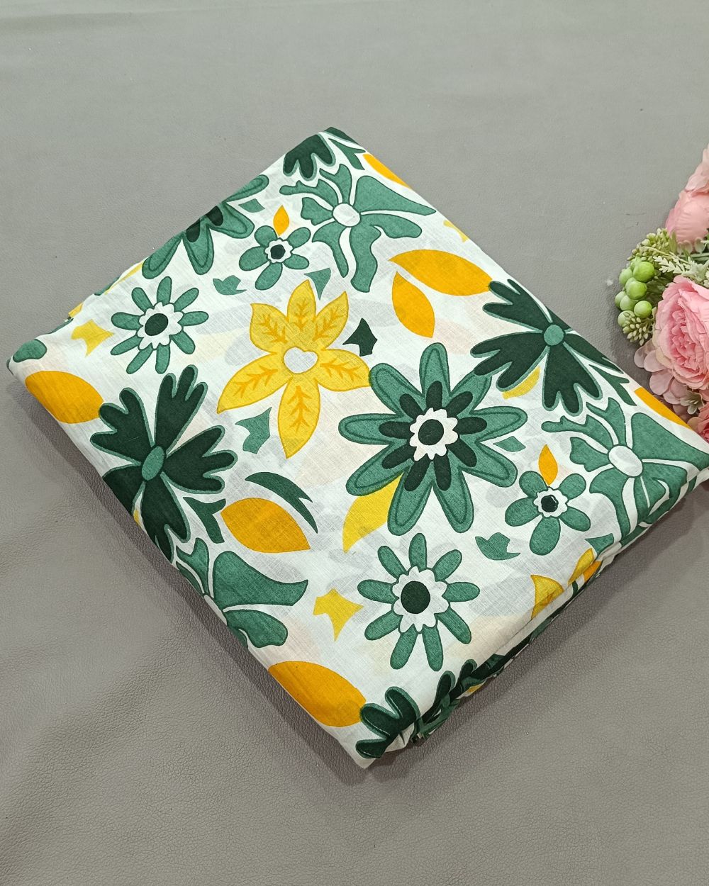 Printed Cambric Cotton White 42 Inches Width