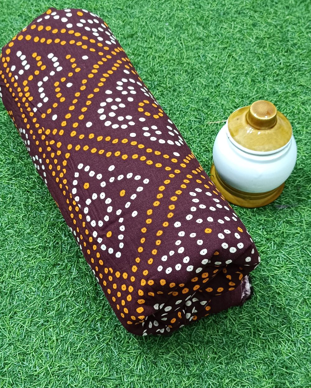 Rayon Bandhani Print Brown Colour 42 Inches Width