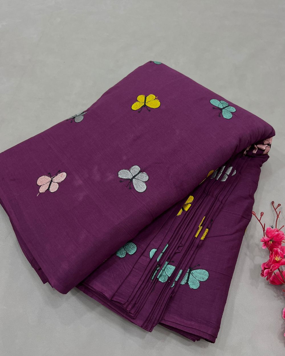 Kora Cotton Work Dark Purple 43 Inches Width