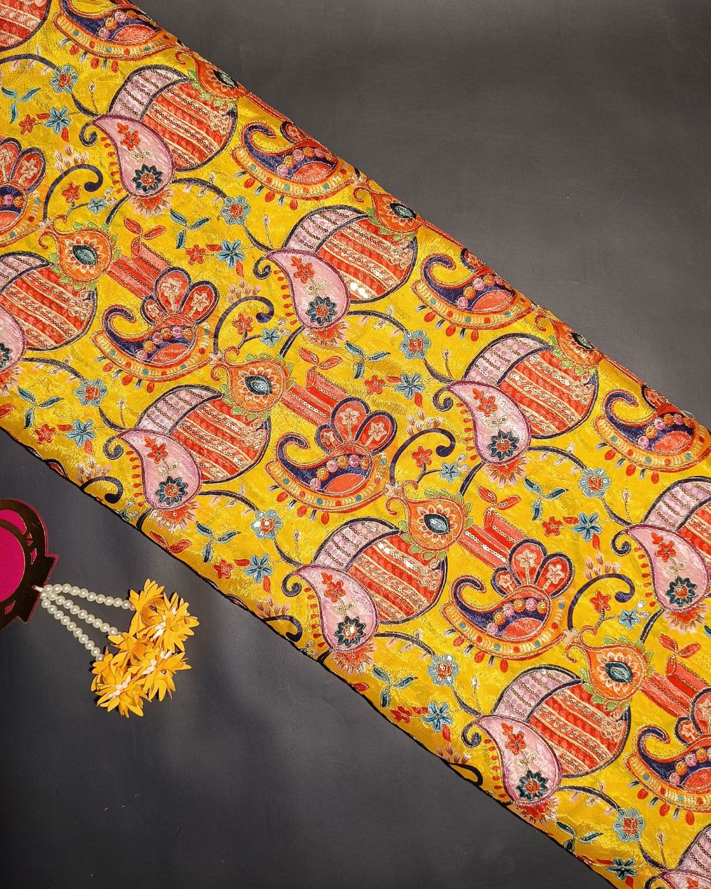 Chinnon Work Yellow Colour 45 Inches Width