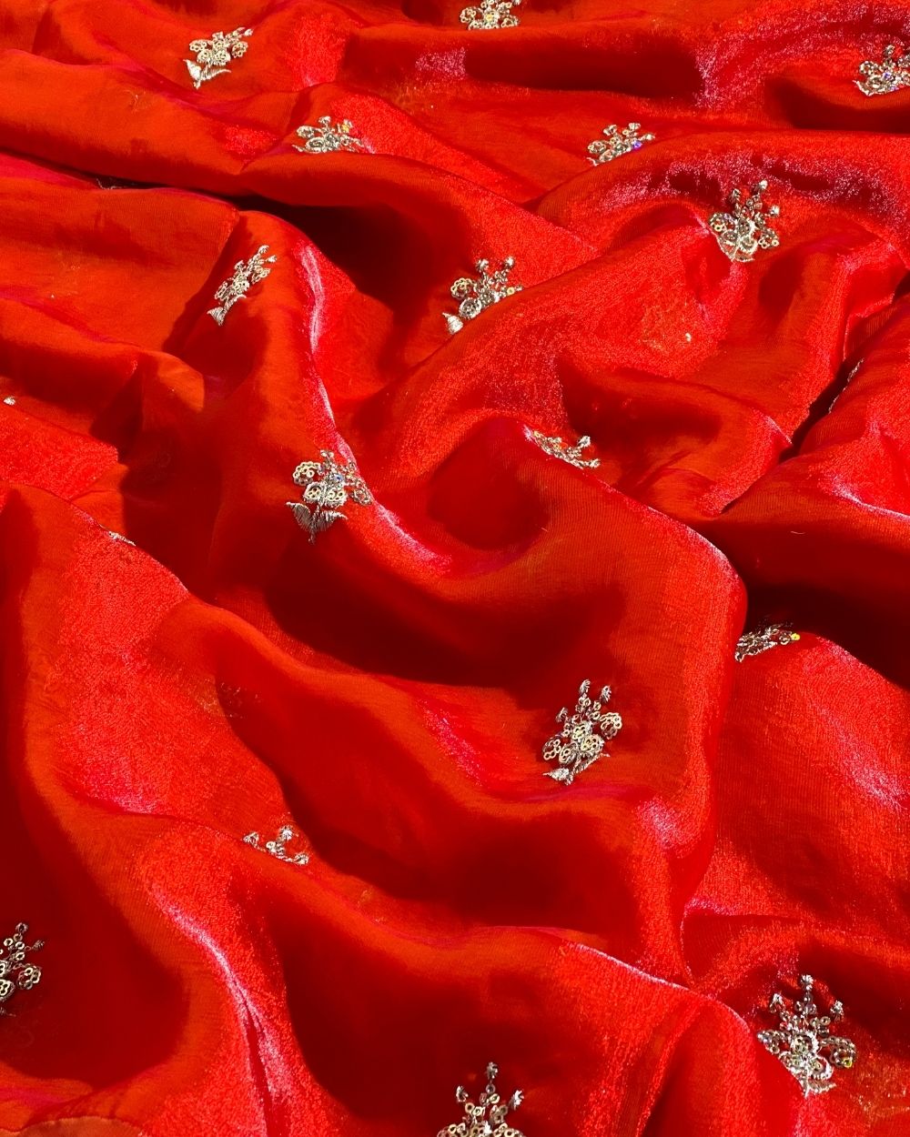 Space Silk Work Burnt Orange Colour 48 Inches Width