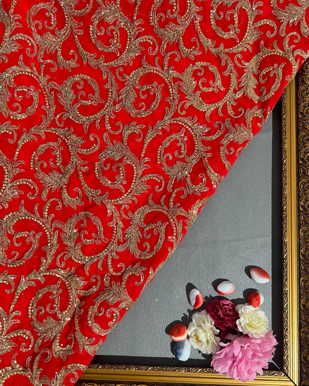 Georgette Work Red Colour 42 Inches Width