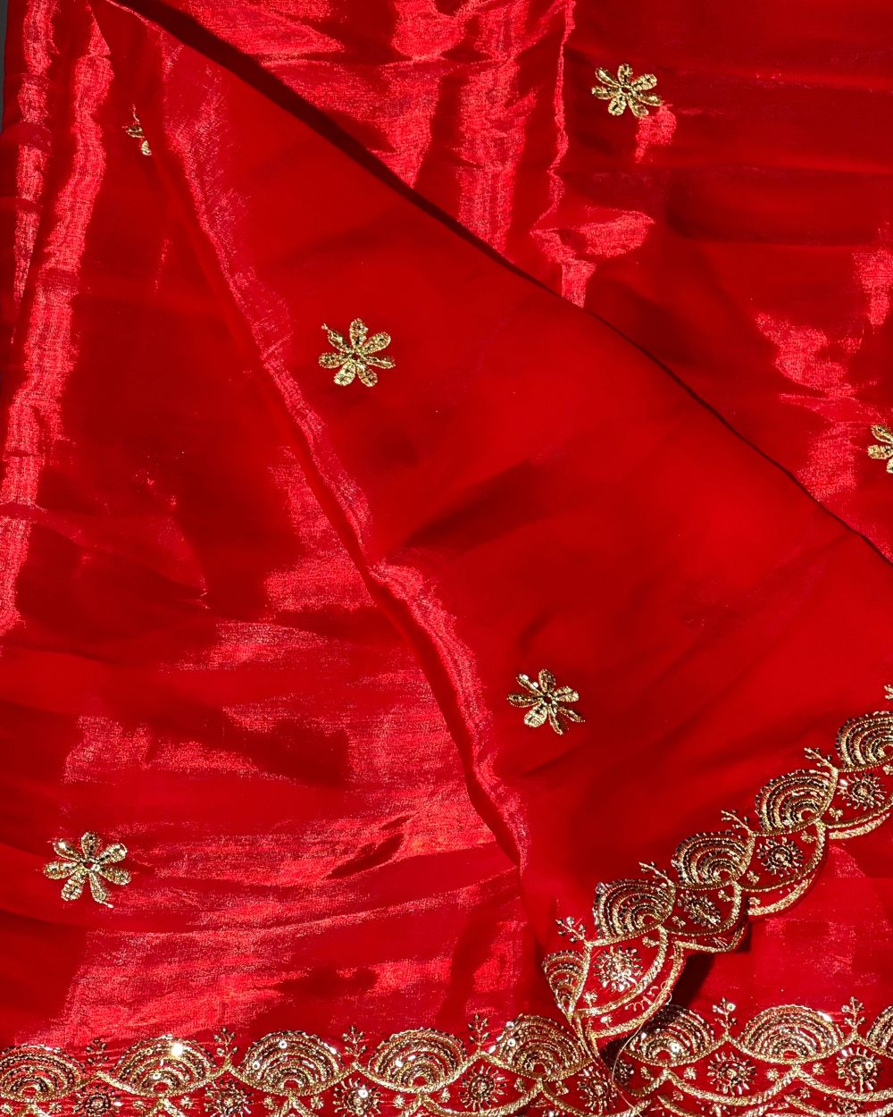 Jimmy Choo Work with both side Border Dupatta Fabric Red Colour 38 Inches Width