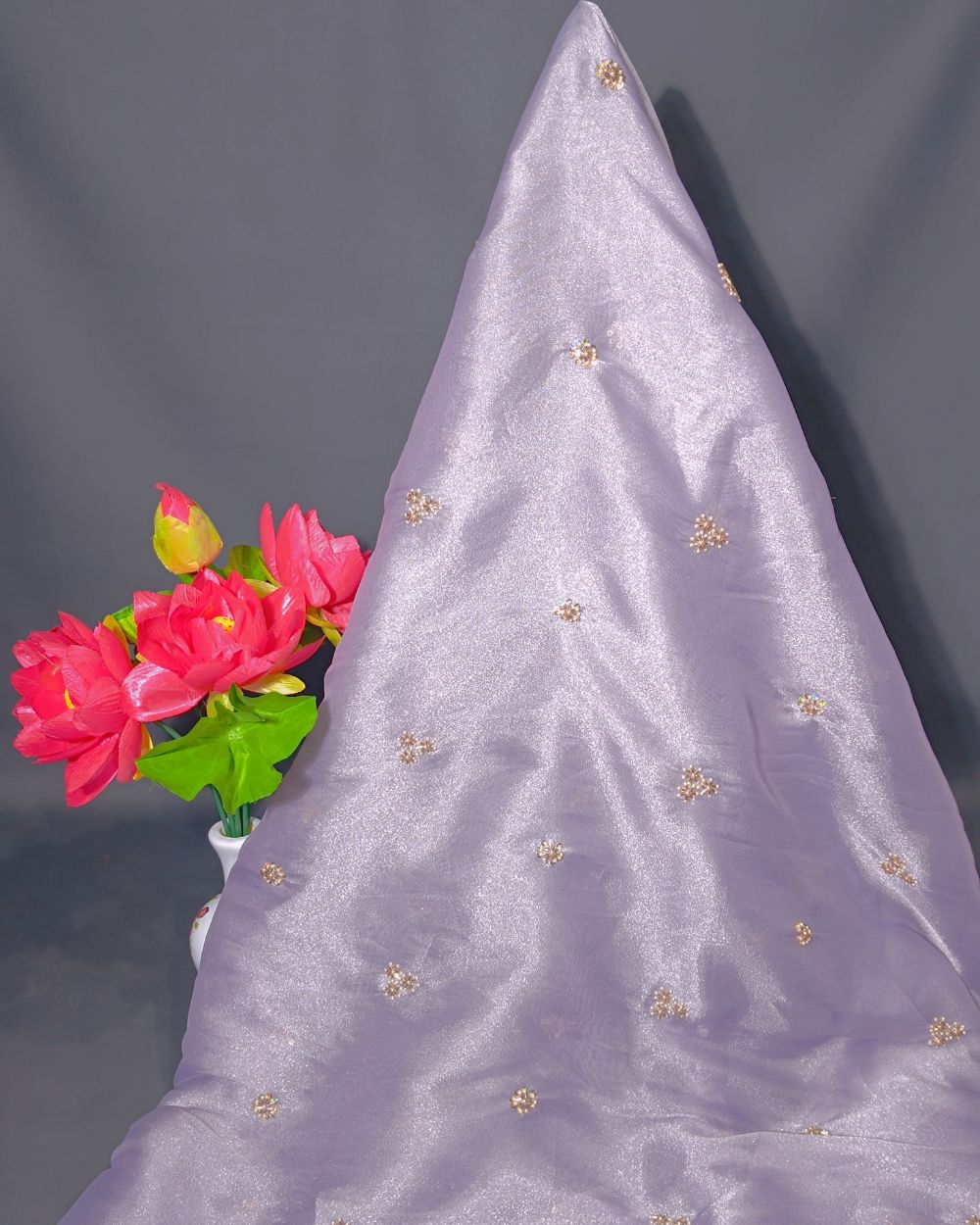 Shimmer Silk Work Lavender Colour 44 Inches Width