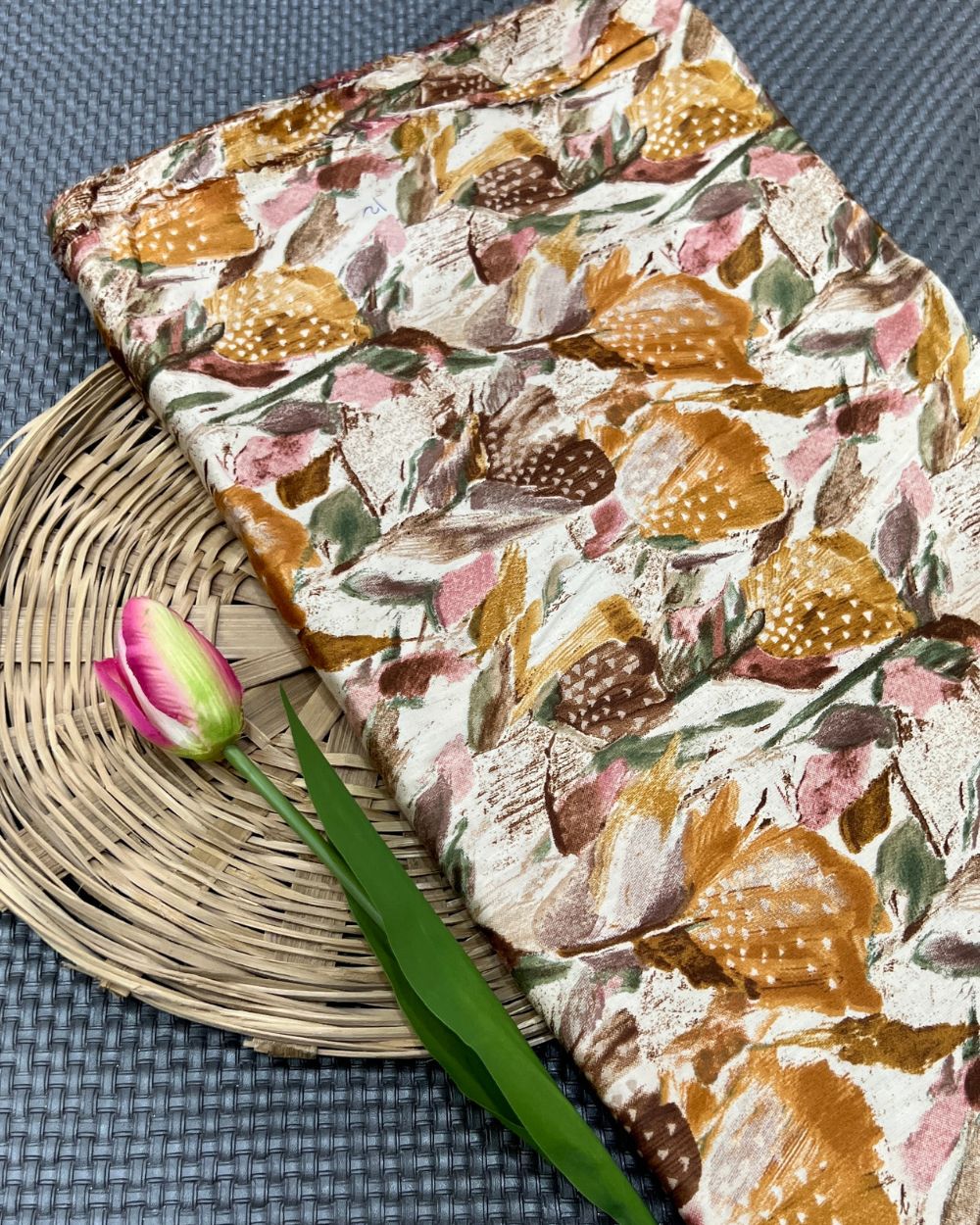 Printed Glazed Cotton Brown Colour 42 Inches Width