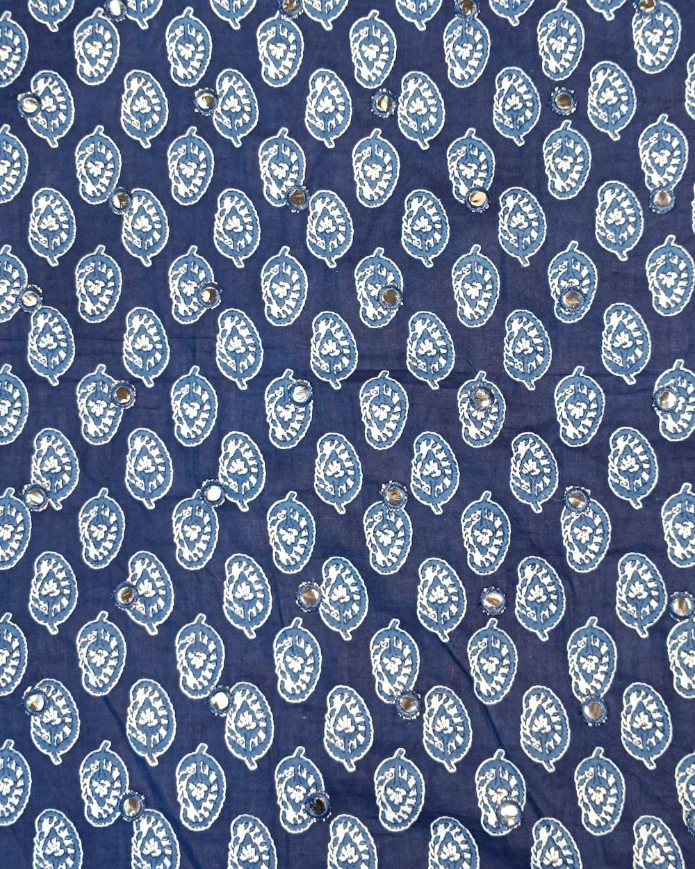 Cotton Abla Work Indigo Blue Colour 42 Inches Width
