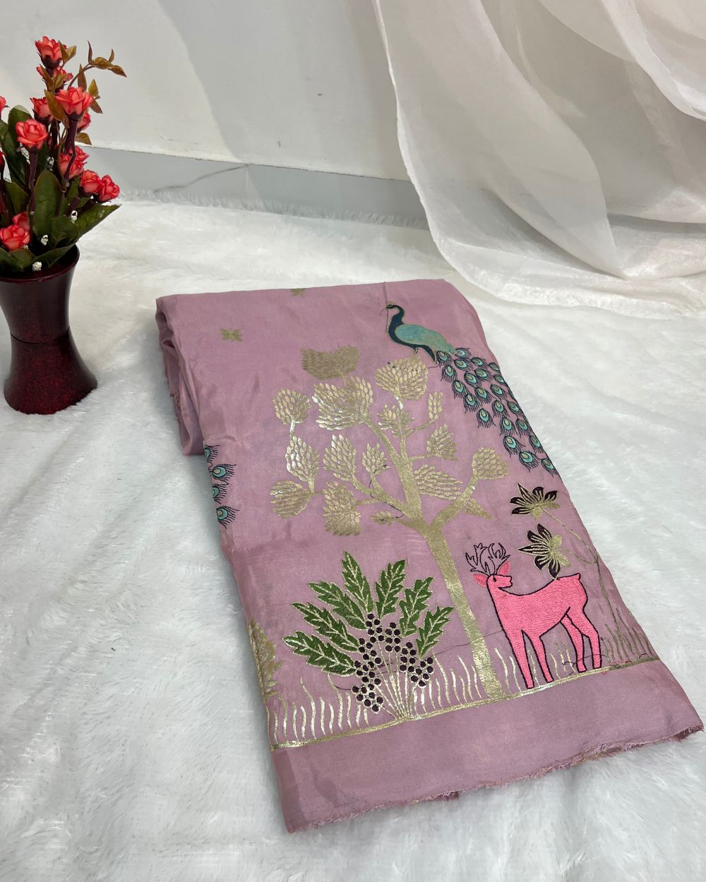 Cosmos Work Onion Pink Colour 42 Inches Width