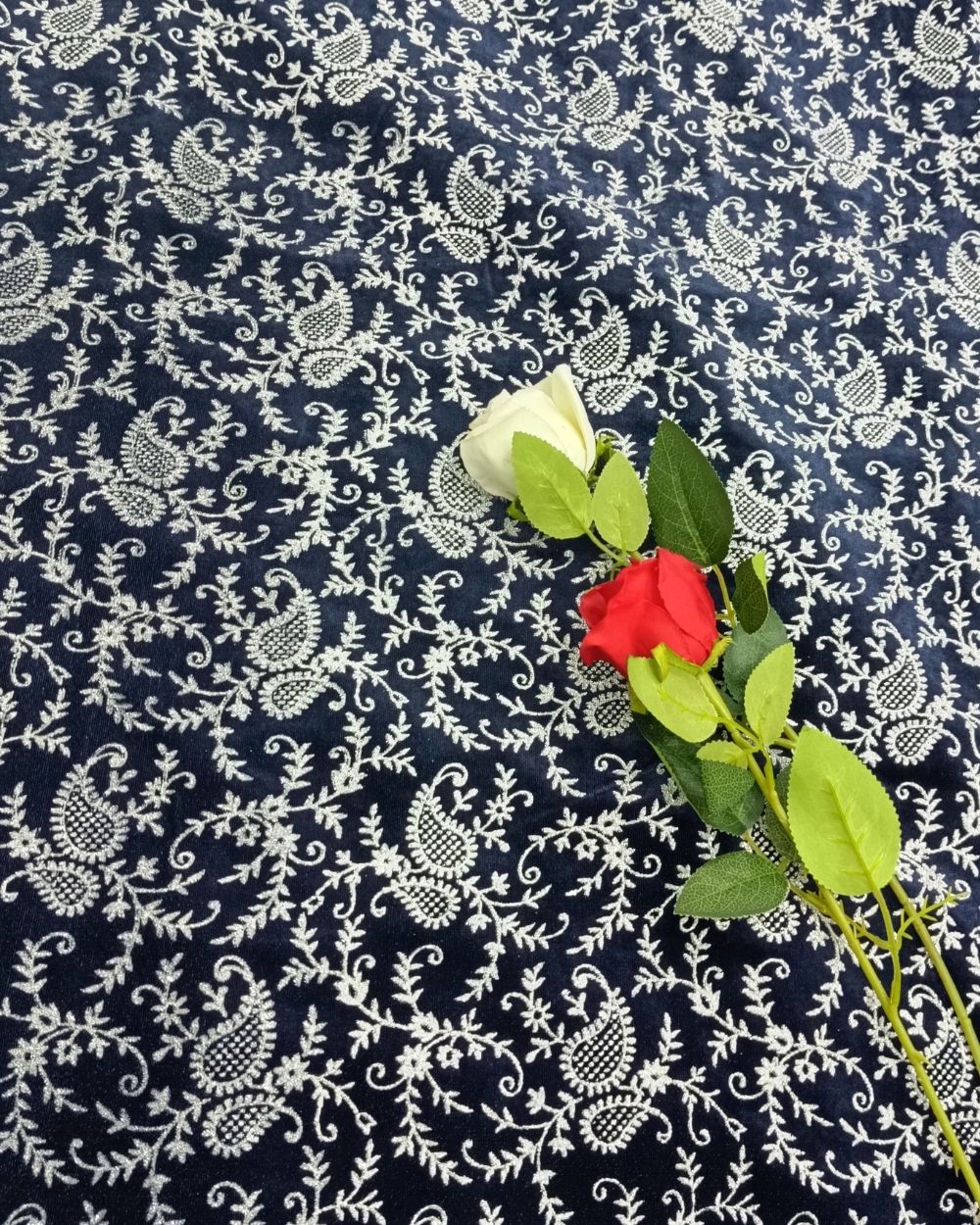 Velvet Sparkle Work Navy Blue Colour 45 Inches Width