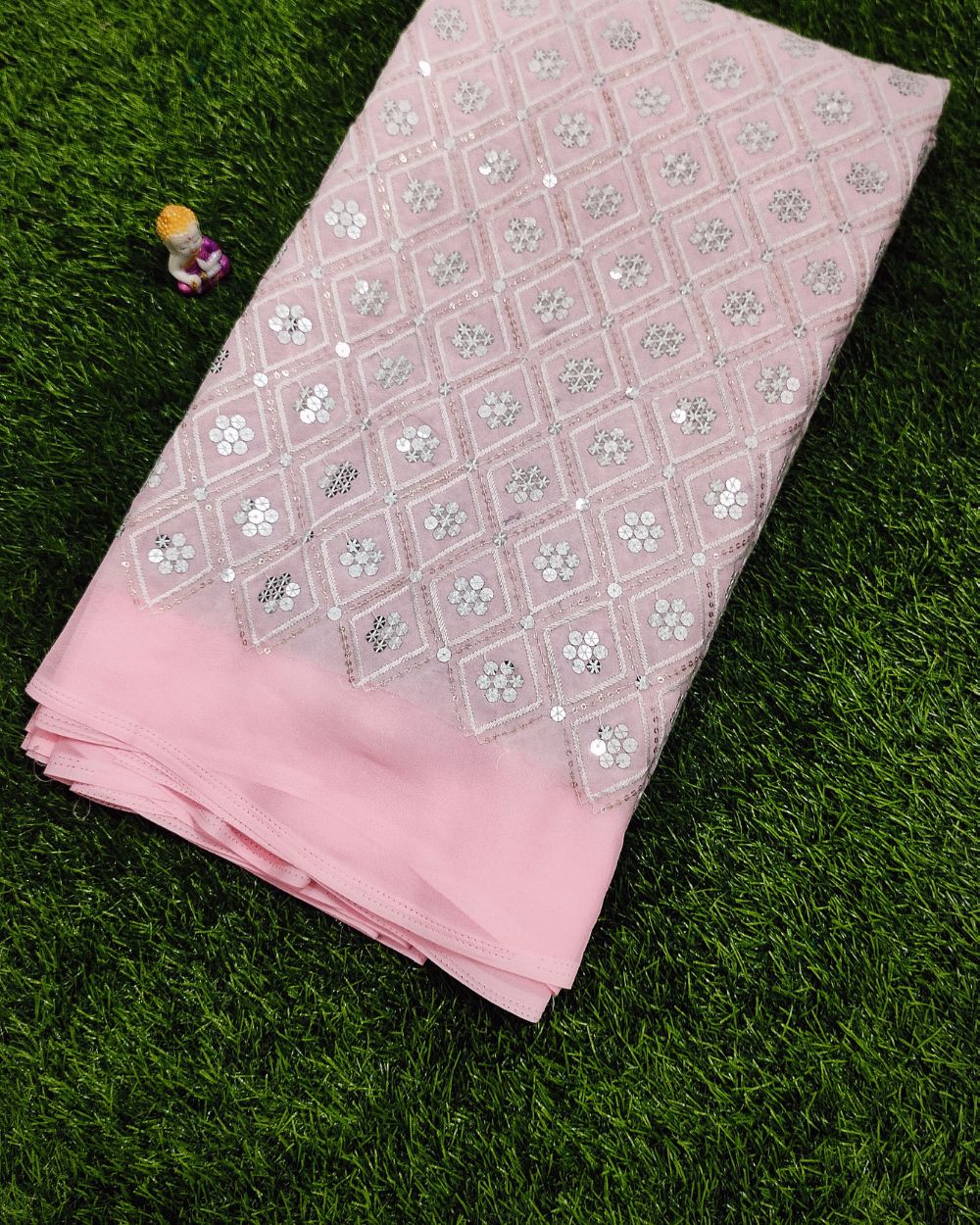 Georgette Work Baby Pink Colour 42 Inches Width