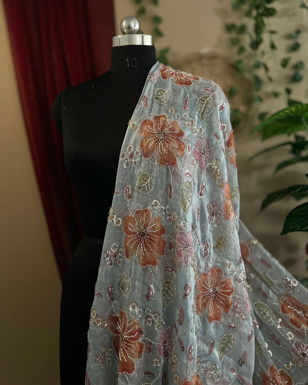 Premium Organza Work Pastel Turquoise Colour 50 Inches Width