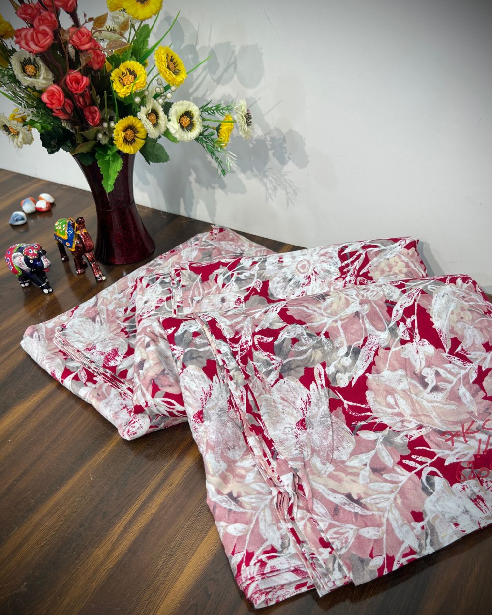 Mal Cotton with Foil Dark Pink Colour 42 Inches Width