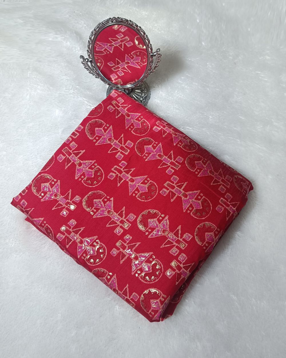 Printed Muslin (Foil) Red Colour 42 Inches Width