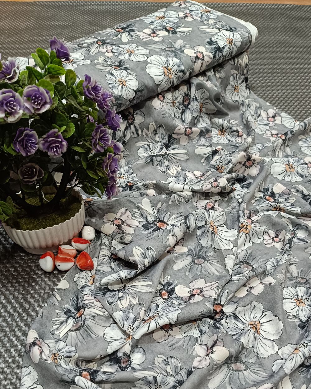 Printed Fiona Grey Colour 44 Inches Width