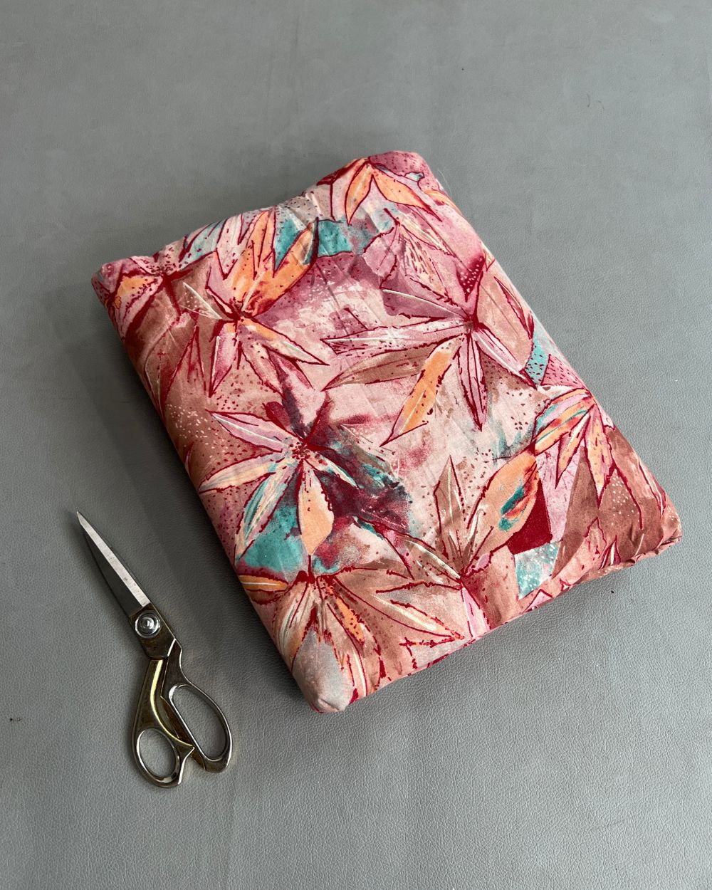 Printed Mal Cotton (Foil) Peach Colour 45 Inches Width