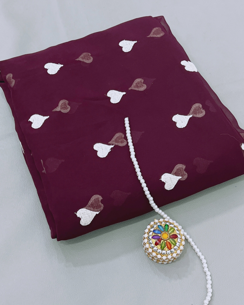 Georgette Work Wine Colour 44 Inches Width