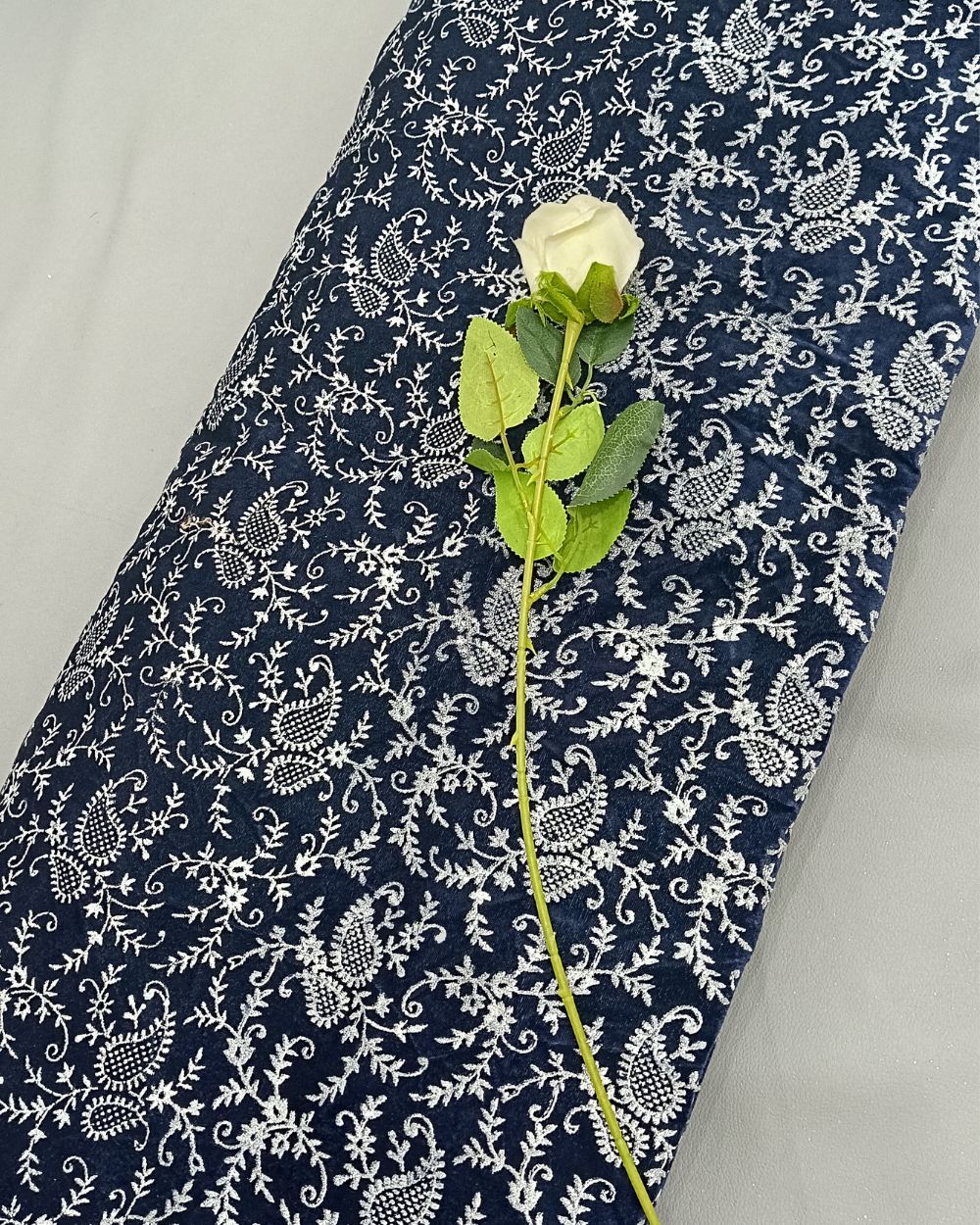 Velvet Sparkle Work Navy Blue Colour 45 Inches Width