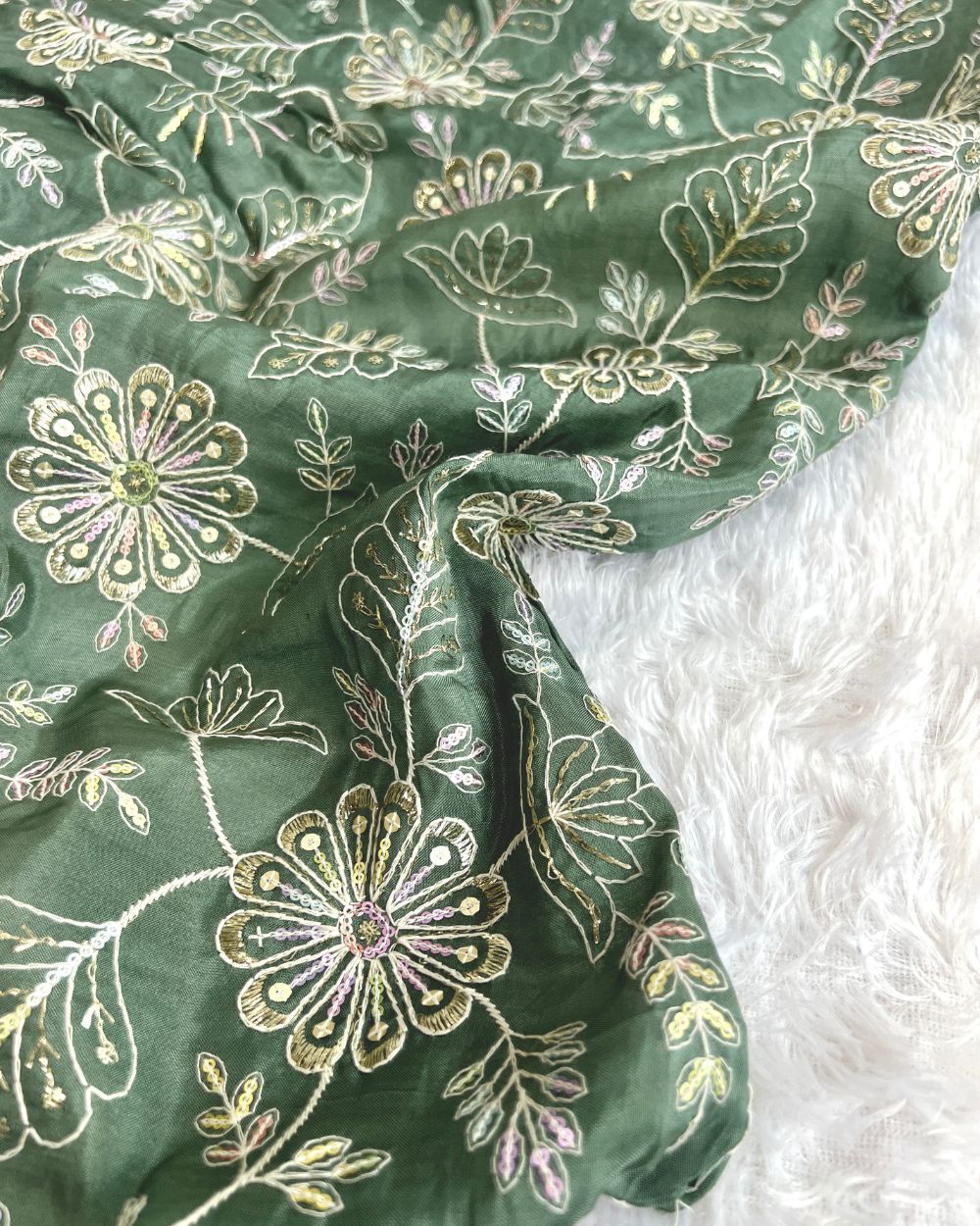 Upada Work Pastel Green Colour 44 Inches Width