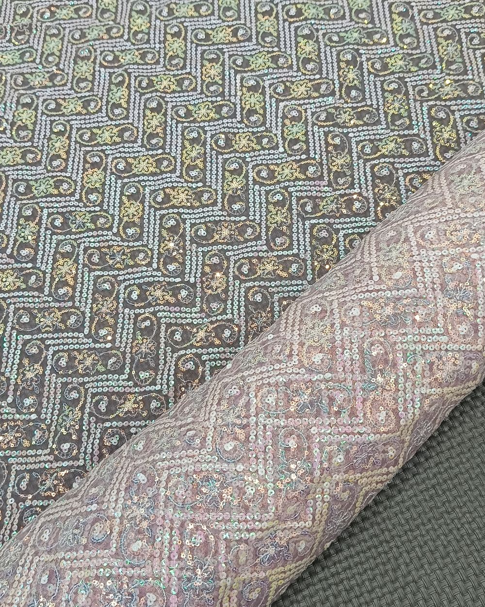 Net Work Onion Pink Colour 44 Inches Width