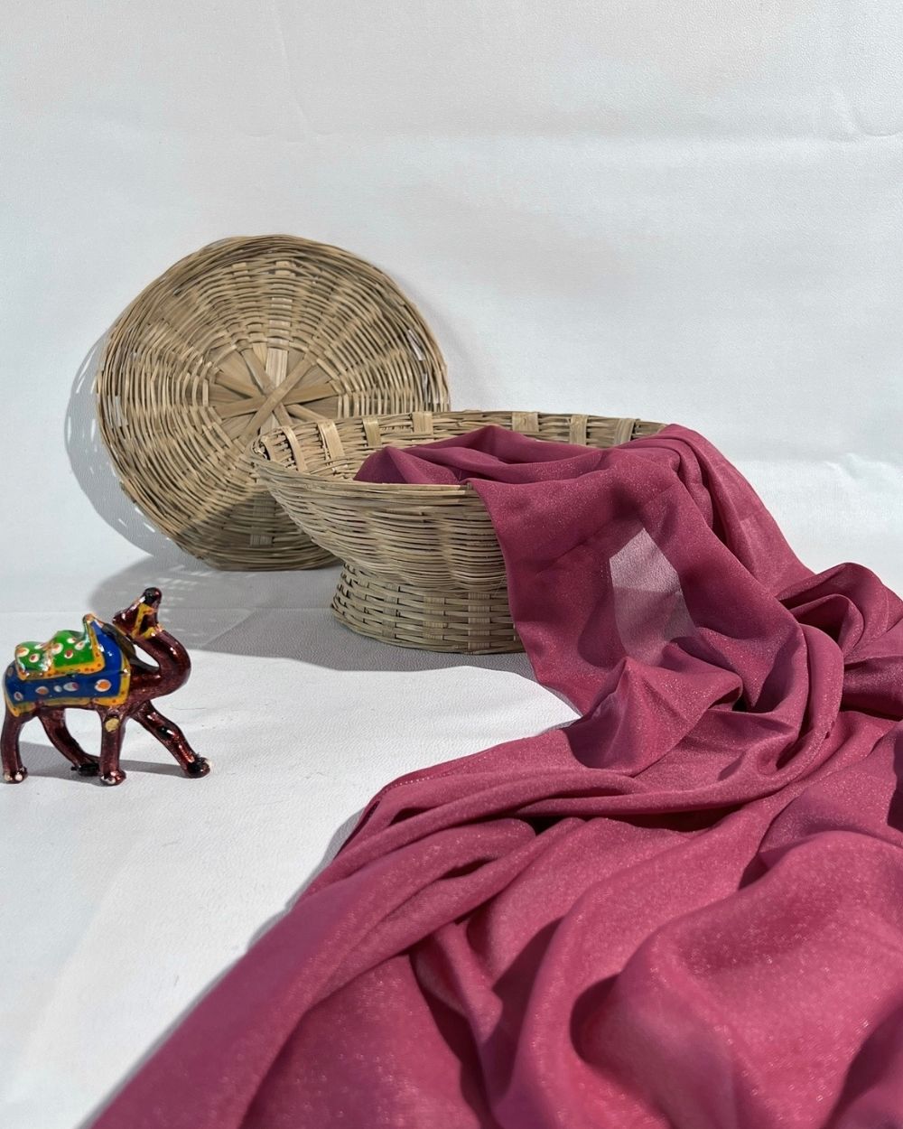 Plain Star Georgette Rouge Pink Colour 44 Inches Width