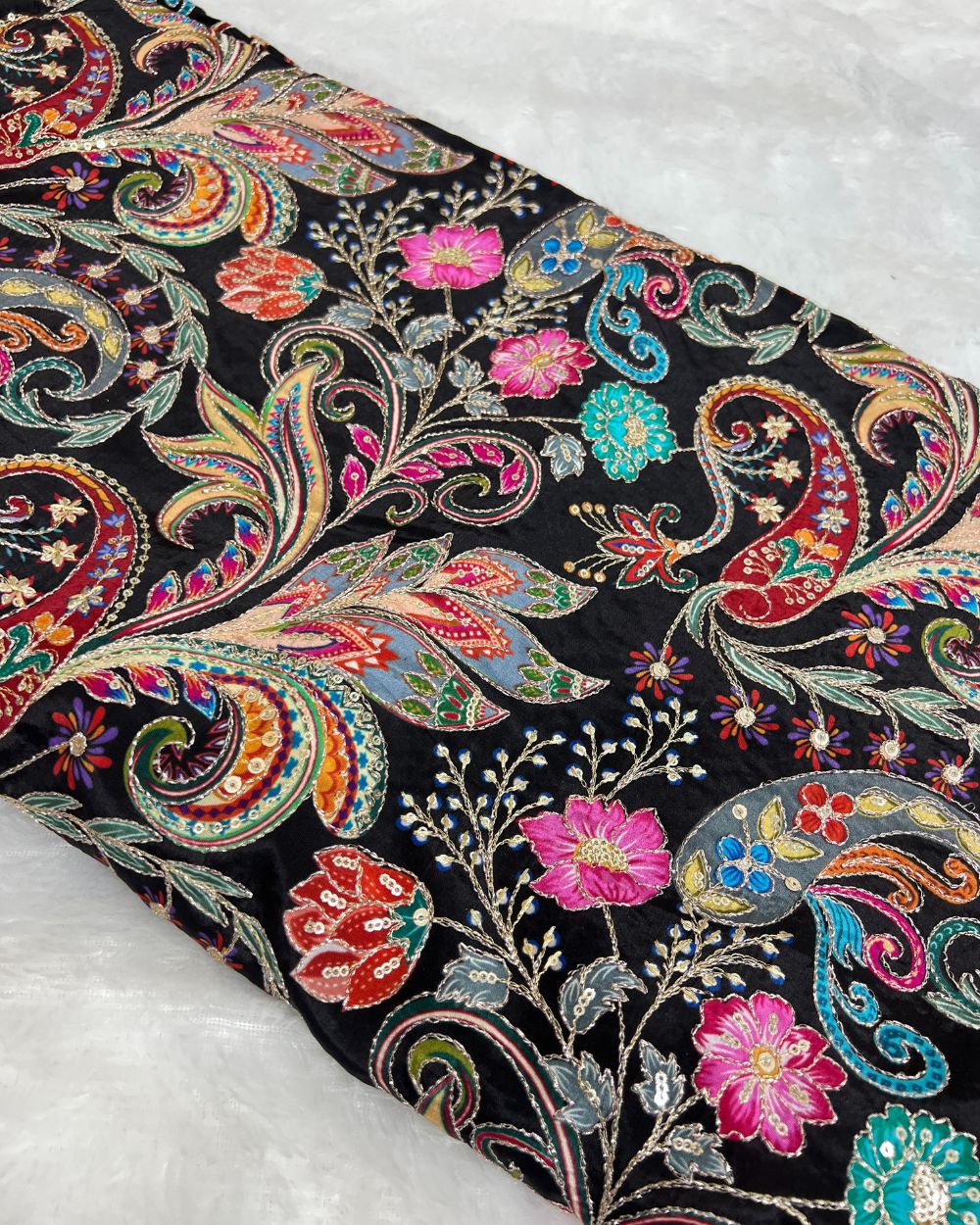 Natural Crepe Work Black Colour 45 Inches Width