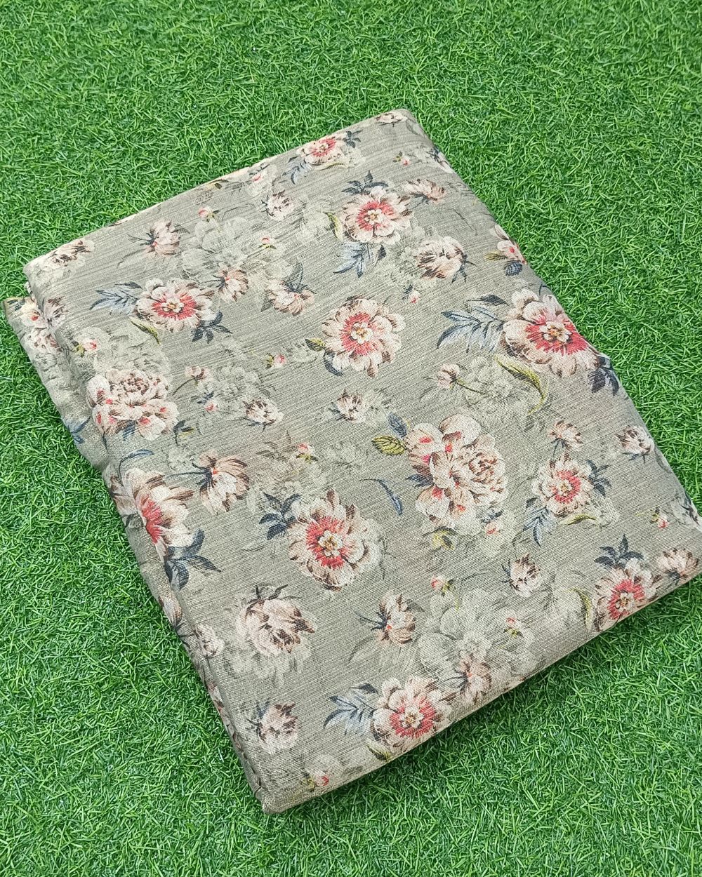 Printed Zari-Digital Pastel Mehandi Green Colour 42 Inches Width