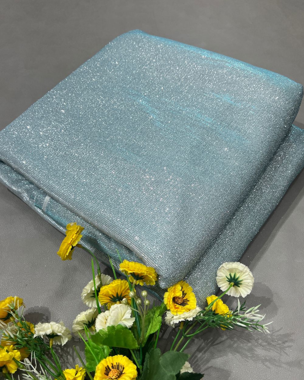 Imported Sparkle Pastel Blue Colour 55 Inches Width
