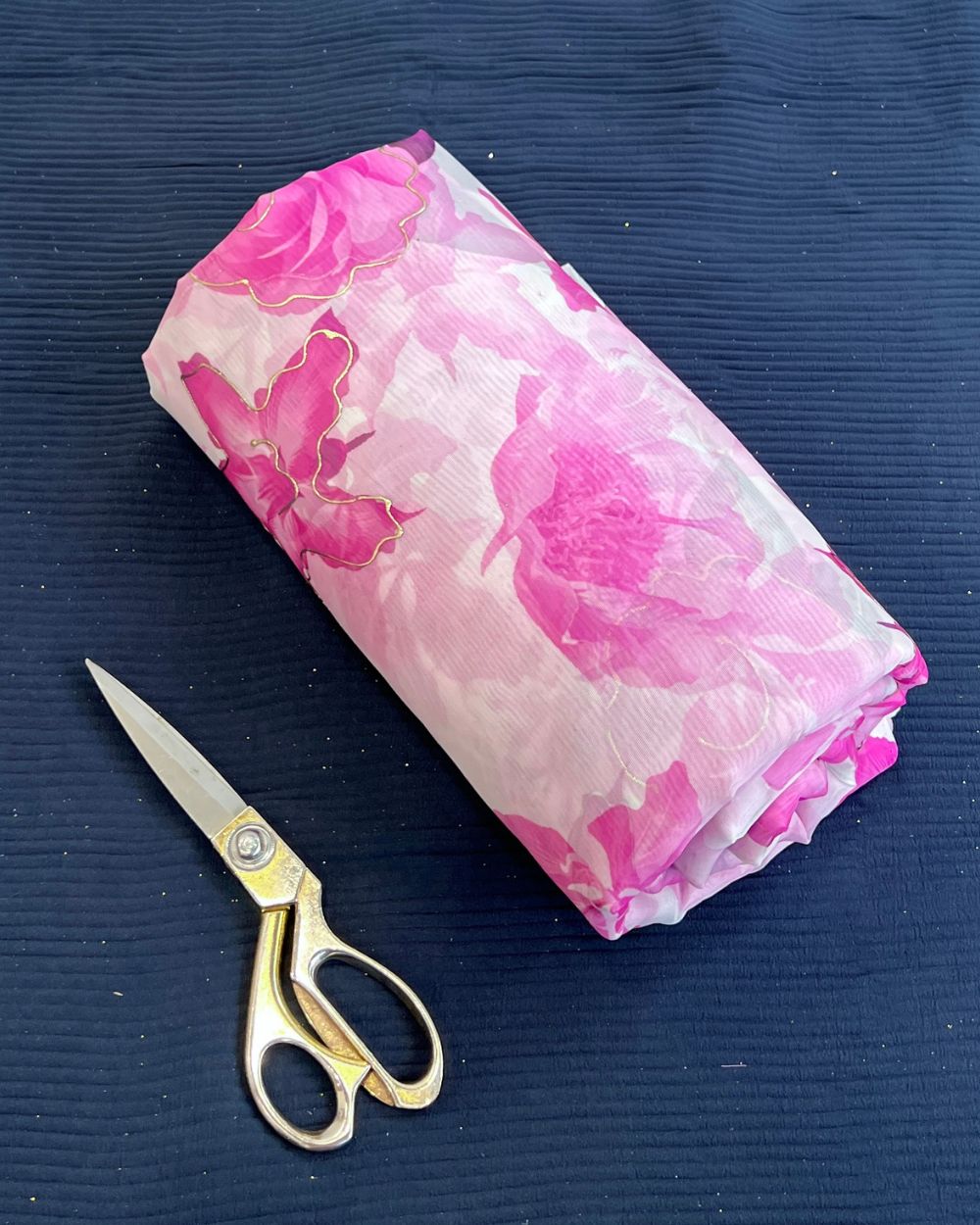 Premium Printed Organza Foil Pink Colour 43 Inches Width