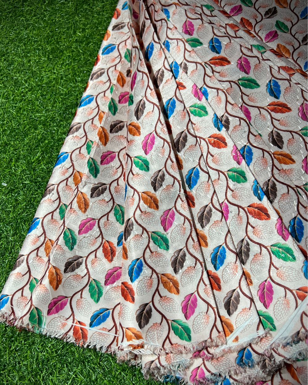 Silk Crochet Work Multicolor 42 Inches Width