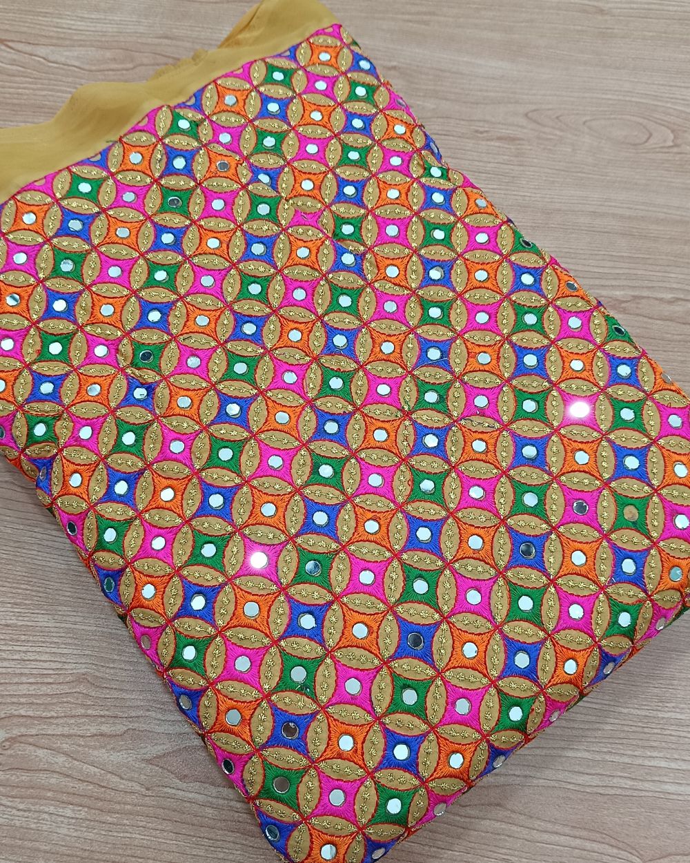 Georgette Gamthi Rajasthani Golden (Multicolor) Colour 43 Inches Width