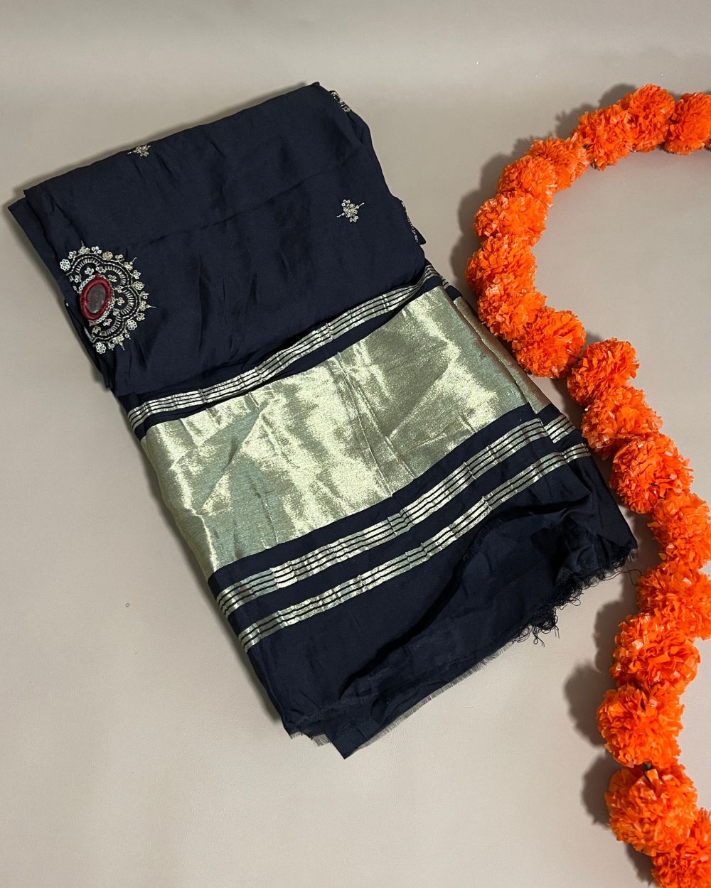 Abla Work Dupatta Cotton Silk Black Colour 41 Inches Width