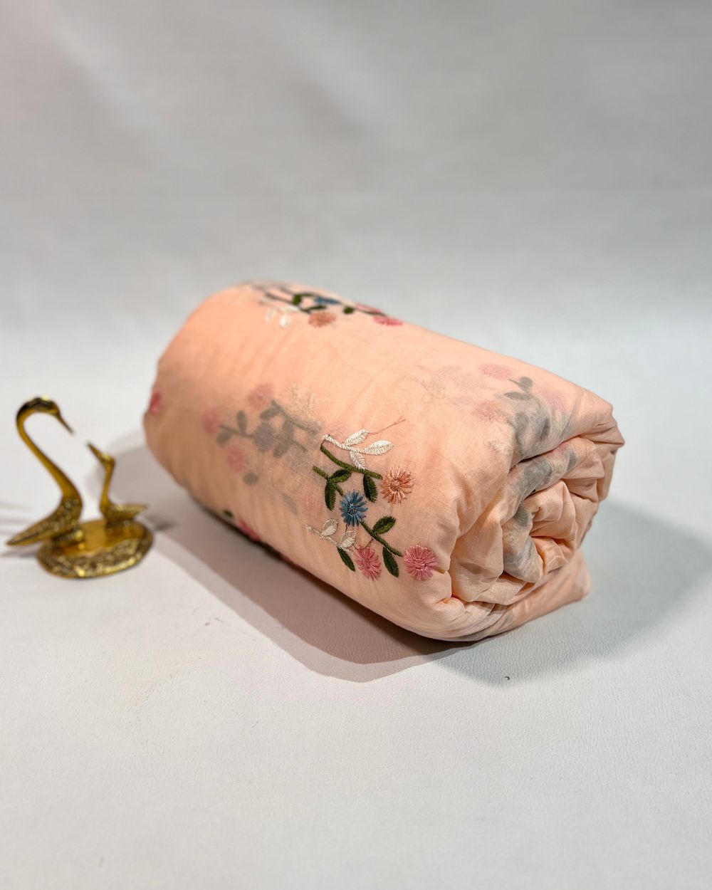 Mal Cotton with Thread Work Pastel Peach Colour 42 Inches Width