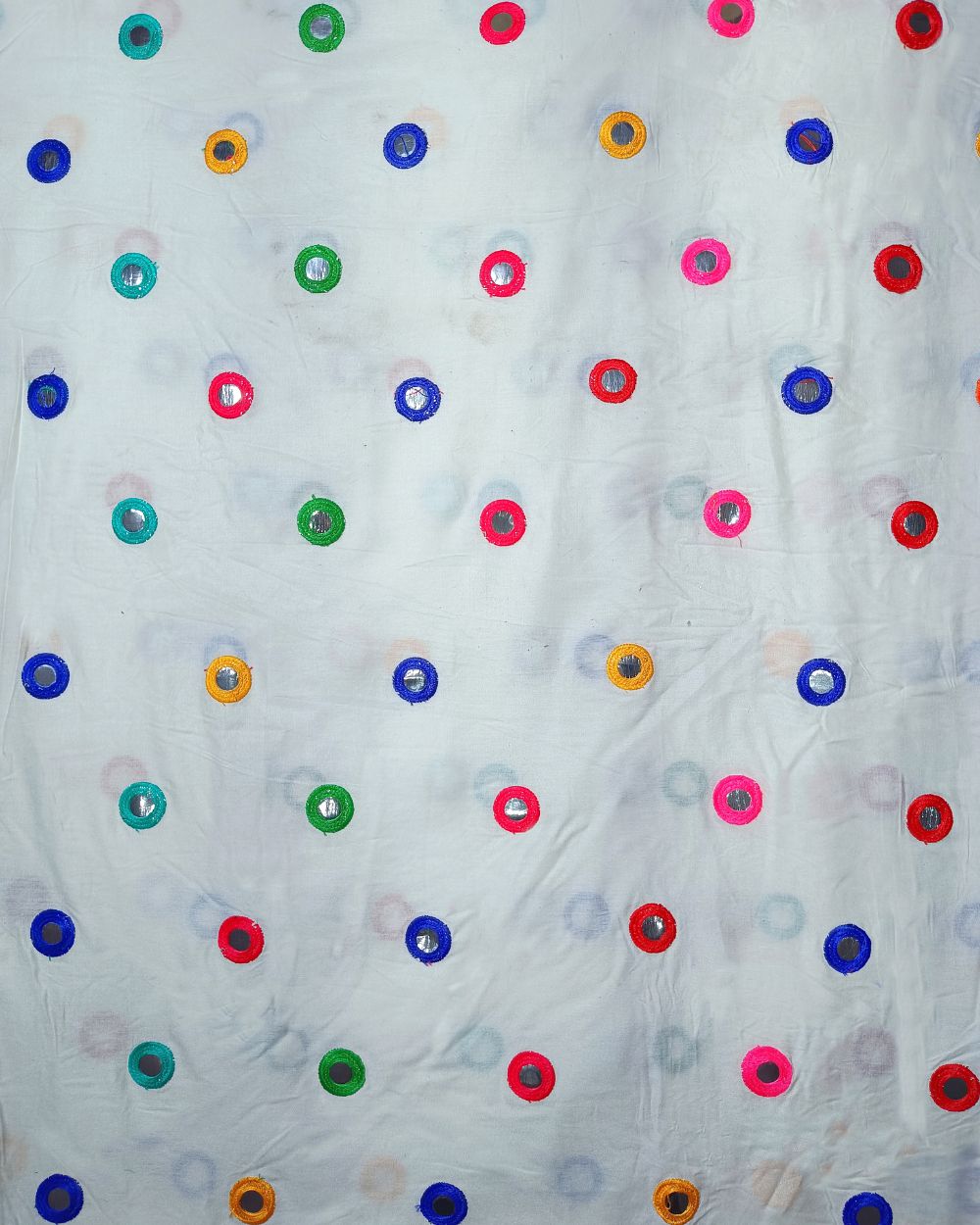 Rayon Gamthi(Rajasthani) Work White (Multicolor) 44 Inches Width