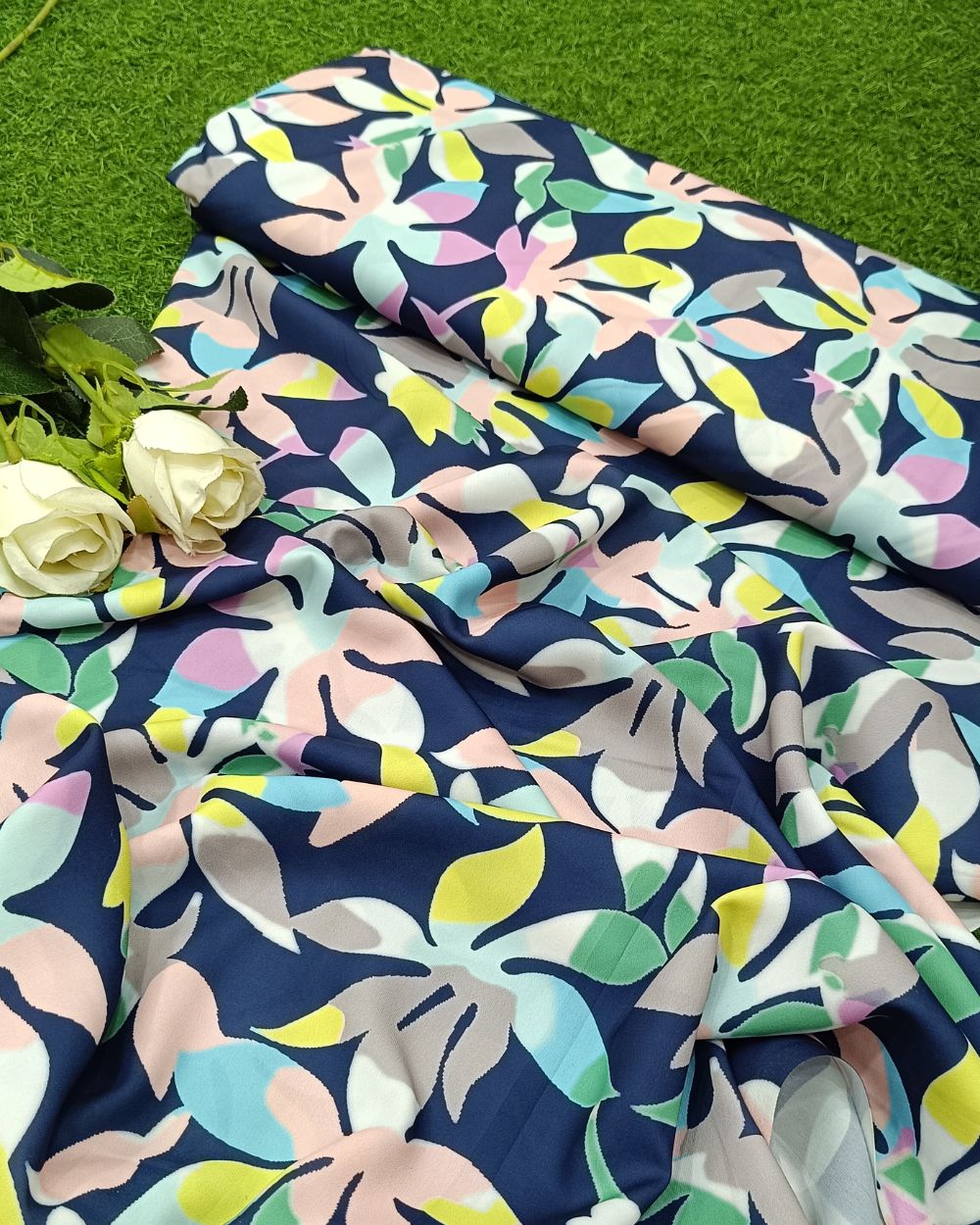 Printed Fiona Navy Blue Colour 44 Inches Width