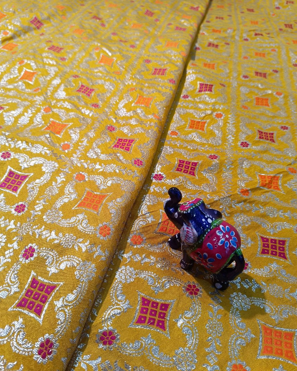 Jacquard Brocade Yellow Colour 42 Inches Width